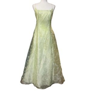 B Smart Vintage Y2K Prom Dress Lime Green Tulle Dainty Floral Fairy Size 11/12